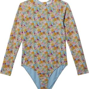 Roxy Kids Nostalgic Seaside One-Piece Rashguard Floral Girls 10
